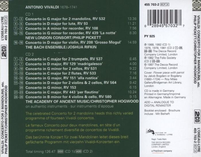 Vivaldi, Antonio - Concerto for 2 mandolins, 14 Concertos (2CD)