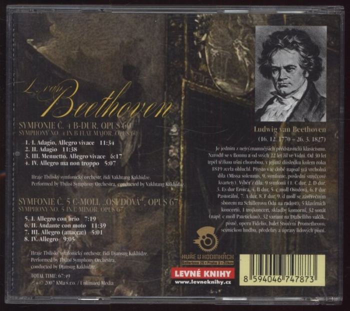 Beethoven, Ludwig van - Symfonie č. 4 B-Dur, Opus 60; Symfonie č. 5 C-moll, Osudová, Opus 67 (CD)