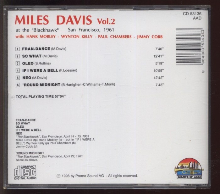 Miles Davis - At The "Blackhawk" - 2 (CD)