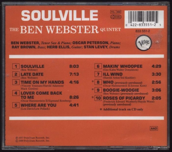 Ben Webster Quintet, The - Soulville (CD)