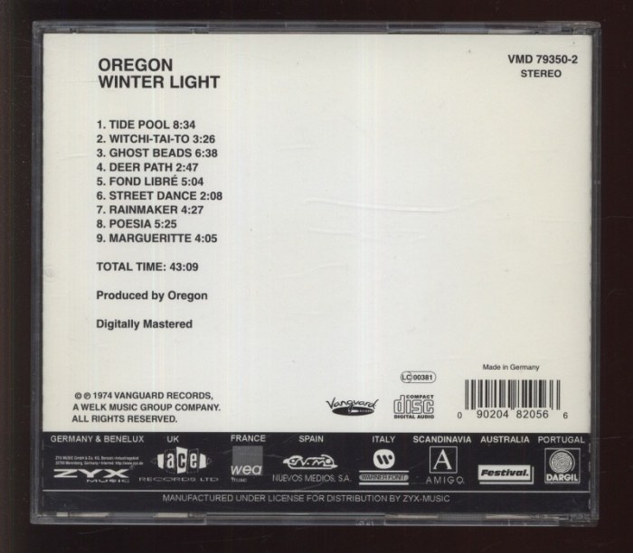 Oregon - Winter Light (CD)