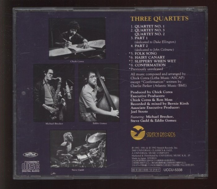 Chick Corea - Three Quartets (CD)