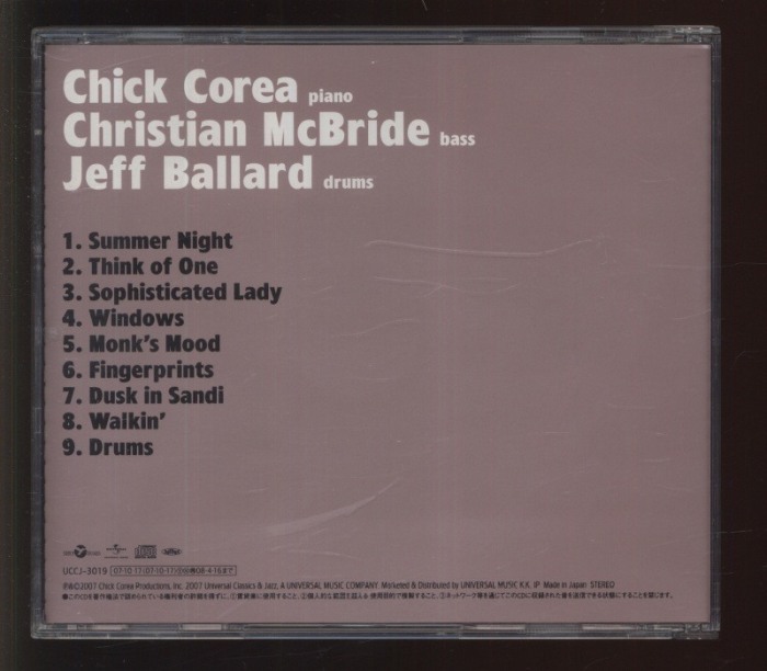Chick Corea, Christian McBride, Jeff Ballard - Chillin' In Chelan (CD)