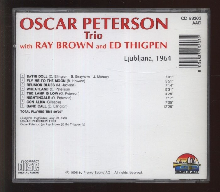 Oscar Peterson Trio (With Ray Brown And Ed Thigpen) - Ljubljana, 1964, II.(CD)