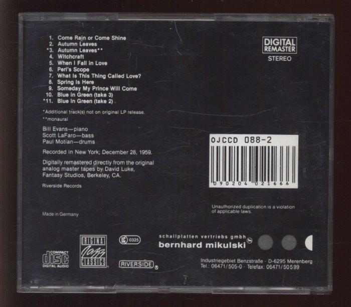 Bill Evans Trio - Portrait In Jazz (CD)