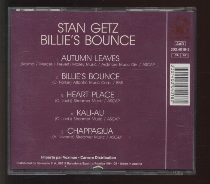 Stan Getz - Billie's Bounce (CD)