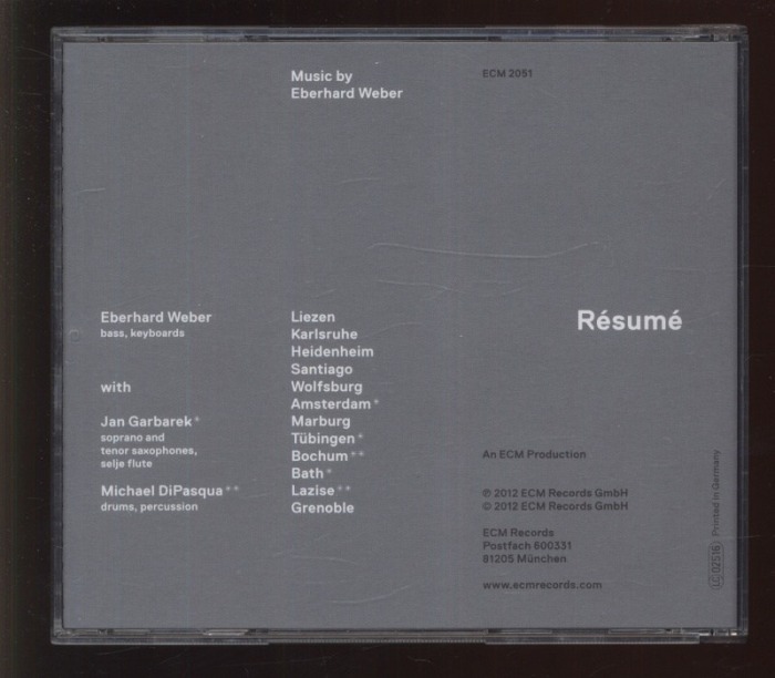 Eberhard Weber - Résumé (CD)