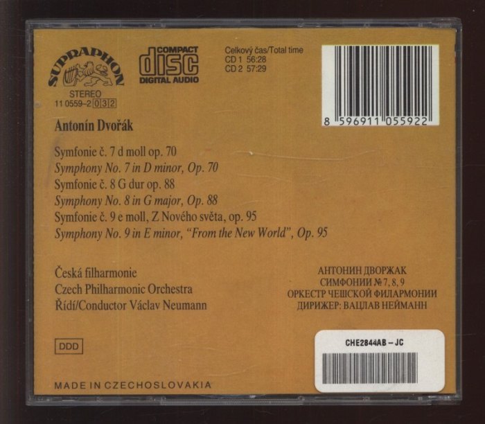 Dvořák Antonín; Czech Philharmonic Orchestra; Neumann, Václav - Symphonies Nos. 7/8/9 "New World" (2xCD)