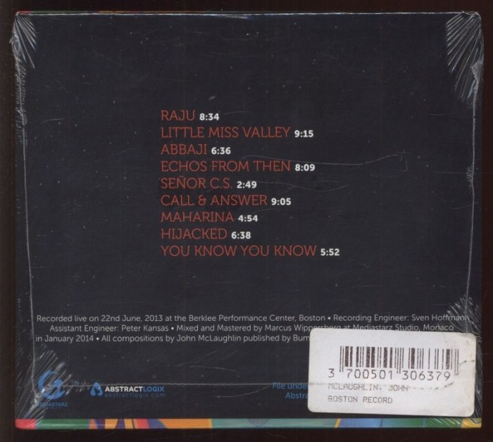 John McLaughlin And The 4th Dimension - The Boston Record (CD)