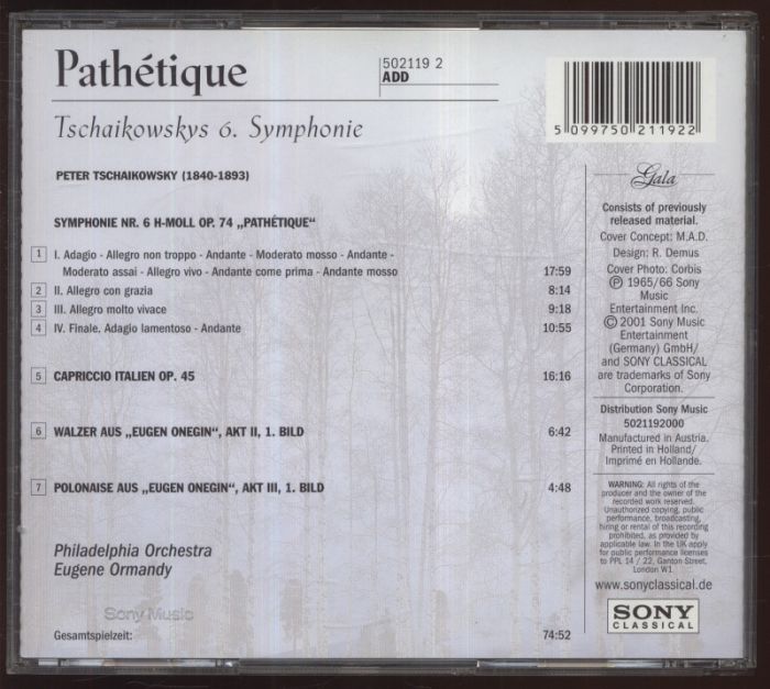 Čajkovskij, Petr Iljič - Symphonie nr. 6 h-moll op. 74 "Pathetique" (CD)