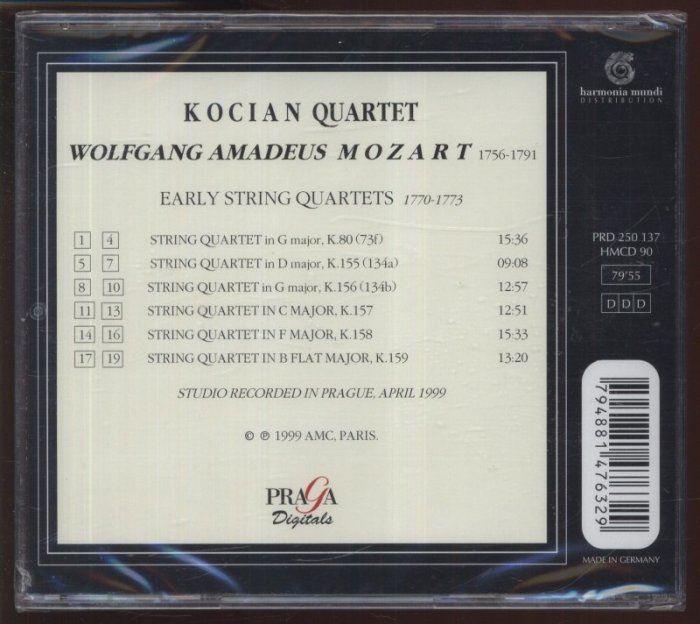 Mozart, Wolfgang Amadeus; Kocian Quartet - Early String Quartets (K 80, 155-159) (CD)