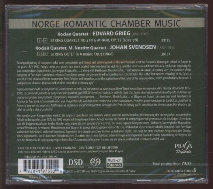 Grieg, Edvard; Svendsen, Johan; Kocian Quartet; M. Nostitz Quartet - Norge Romantic Chamber Music (SACD)