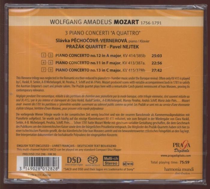Mozart, Wolfgang Amadeus; Pěchočová Vernerová, Slávka; Pražák Quartet - 3 Piano Concerti A Quatro K. 413, 414, 415 (SACD)