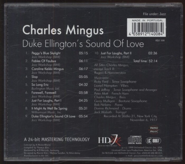 Charles Mingus - Duke Ellington's Sound Of Love (CD)