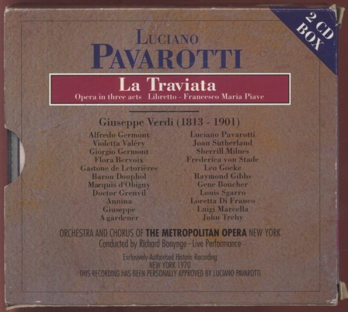 Verdi, Giuseppe; Pavarotti, Luciano; Metropolitan Opera Orchestra a Chorus; Bonynge, Richard - La Traviata (2CD, box)