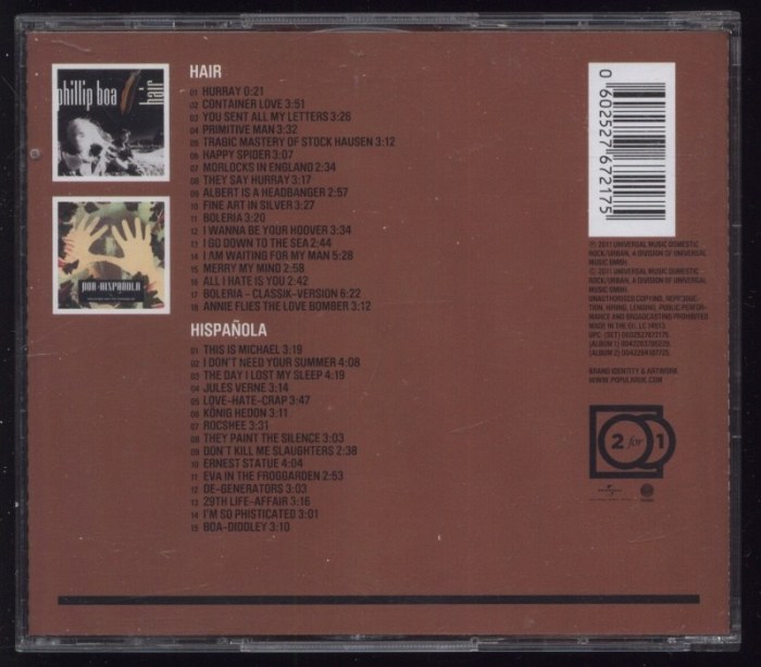 Phillip Boa And The Voodooclub - Hair + Hispañola (2CD)