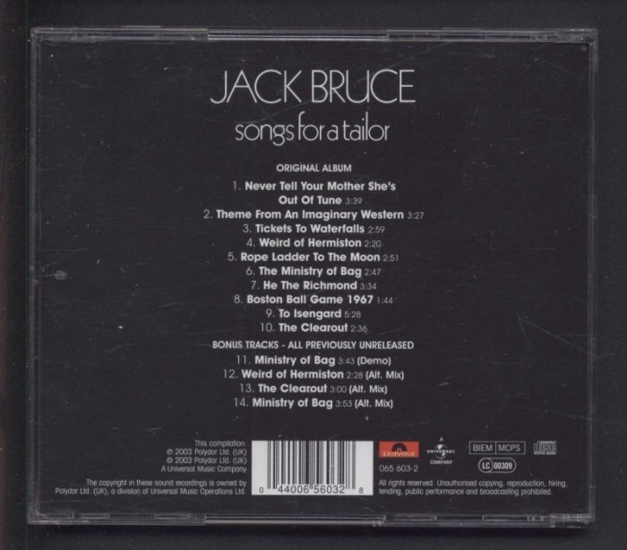 Jack Bruce - Songs For A Tailor (CD)