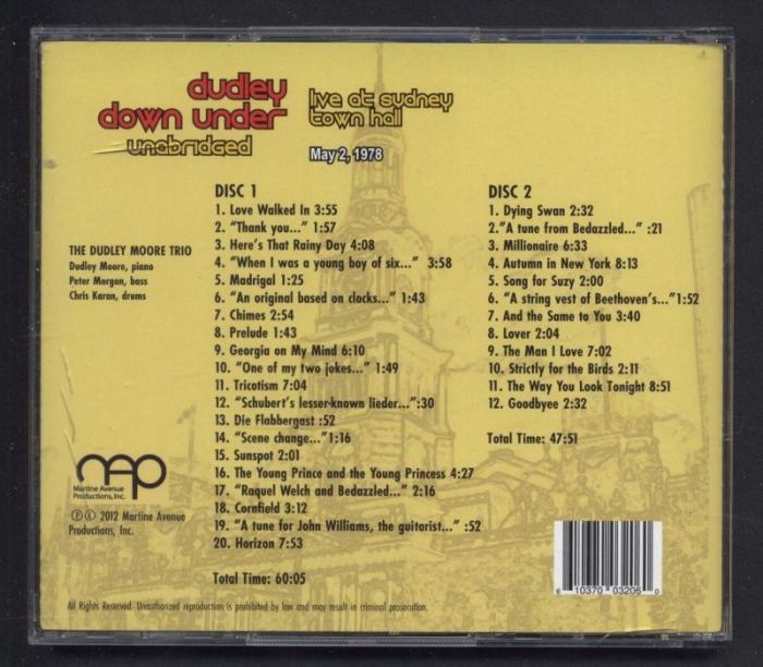 The Dudley Moore Trio - The Dudley Moore Trio live at Sydney Town Hall - Dudley Down Under (CD)