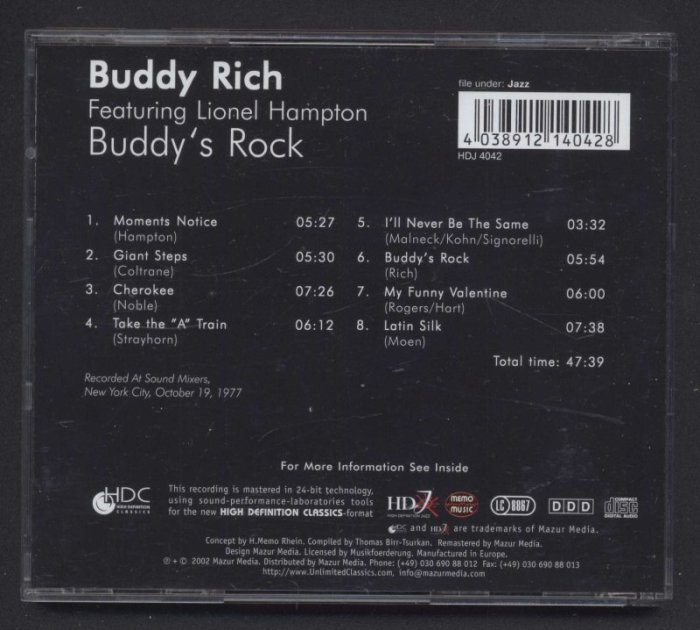 Buddy Rich Featuring Lionel Hampton - Buddy's Rock (CD)