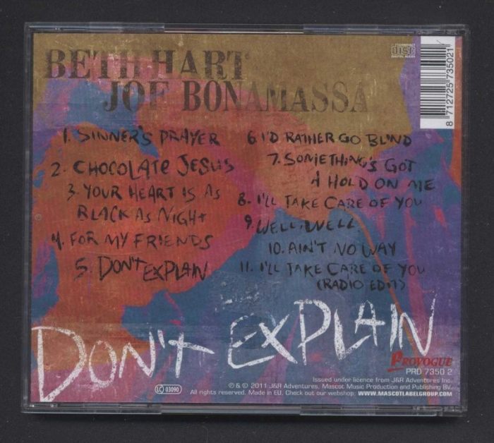 Beth Hart, Joe Bonamassa - Don't Explain (CD)