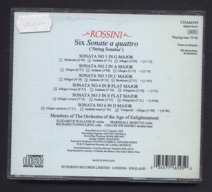 Rossini, Elizabeth Wallfisch, Marshall Marcus, Richard Tunnicliffe, Chi-Chi Nwanoku - The String Sonatas (CD)