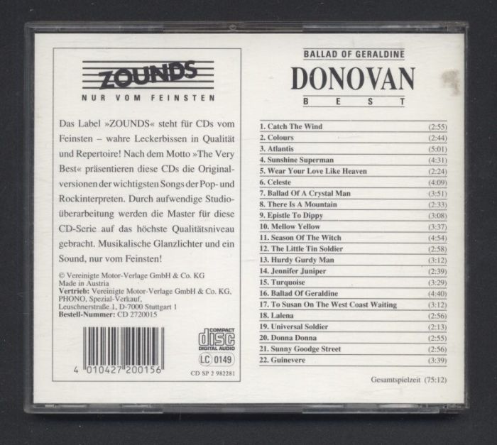 Donovan - Best - Ballad Of Geraldine (CD)