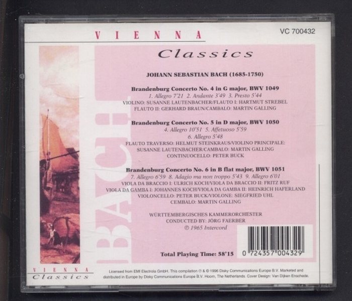 Johann Sebastian Bach - Brandenburg Concertos Nos. 4, 5  a  6 (CD)