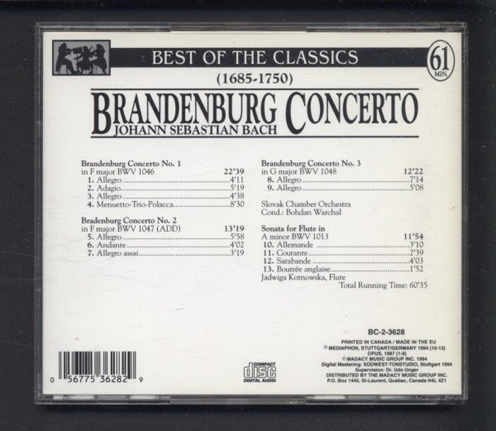 Johann Sebastian Bach - Brandenburg Concerto (CD)