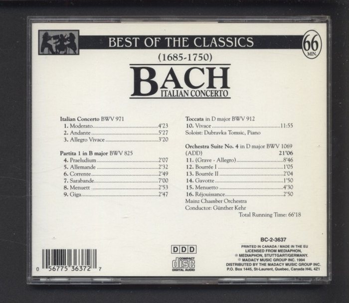 Johann Sebastian Bach - Italian Concerto (CD)