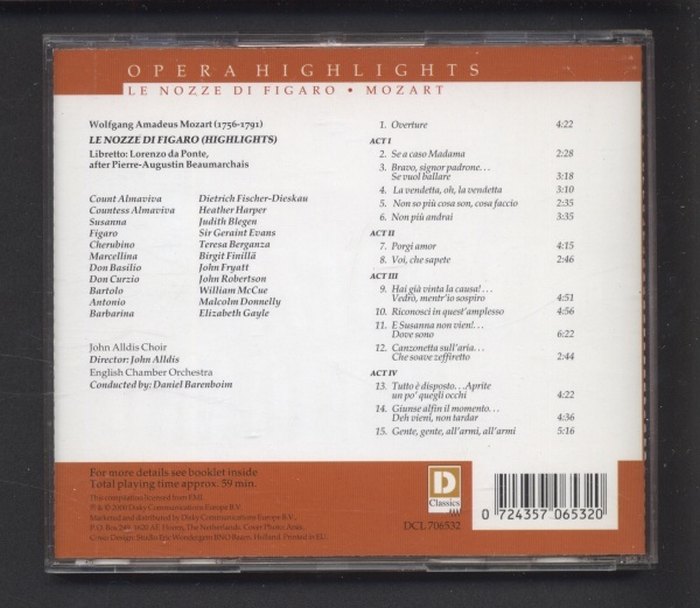 W. A. Mozart, Daniel Barenboim, English Chamber Orchestra - Le Nozze di Figaro (CD)