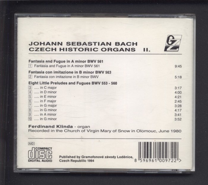 Johann Sebastian Bach, Ferdinand Klinda - Czech Historic Organs II. (CD)