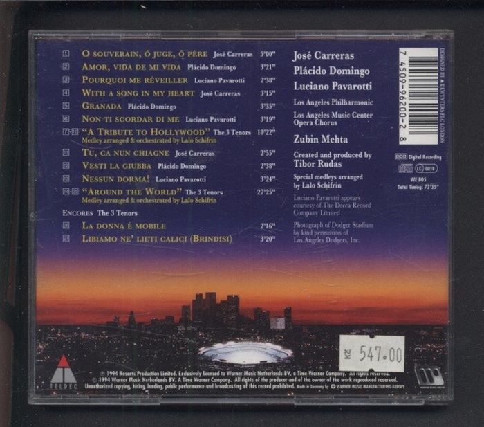 Carreras - Domingo - Pavarotti With Mehta - The 3 Tenors In Concert 1994 (CD)