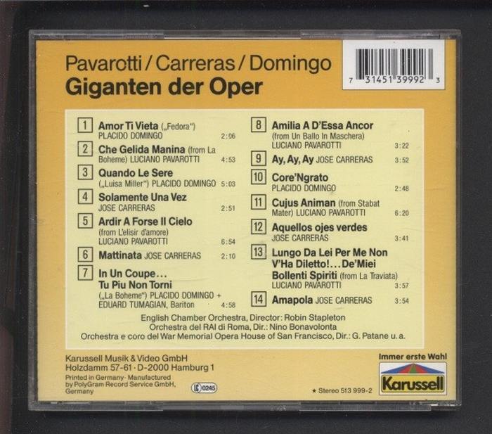 Domingo, Pavarotti, Carreras - Die Giganten Der Oper (CD)
