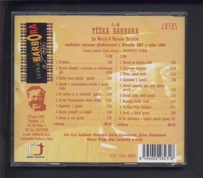 Jan Werich  a  Miroslav Horníček - Těžká Barbora (2CD)