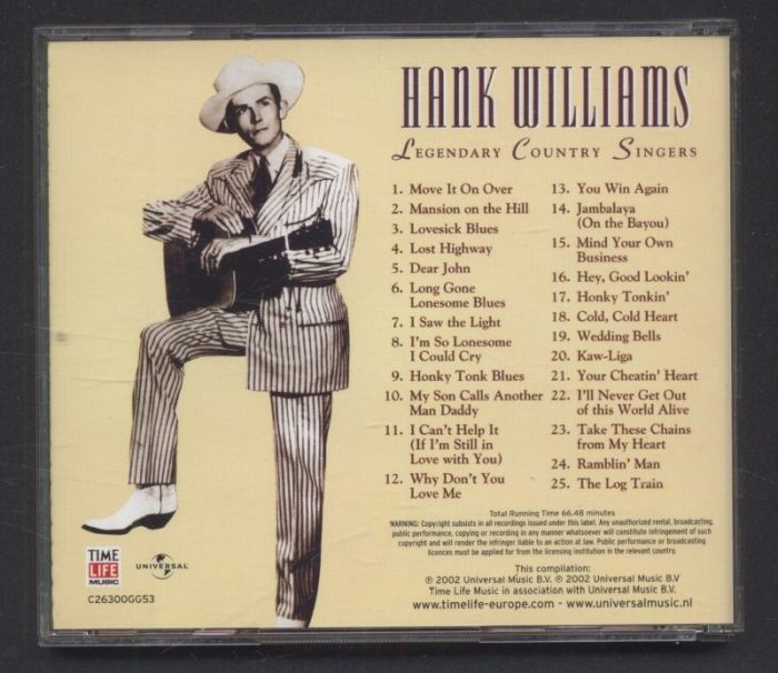 Hank Williams - The Country Music Hall Of Fame Presents - Legendary Country Singers (CD)