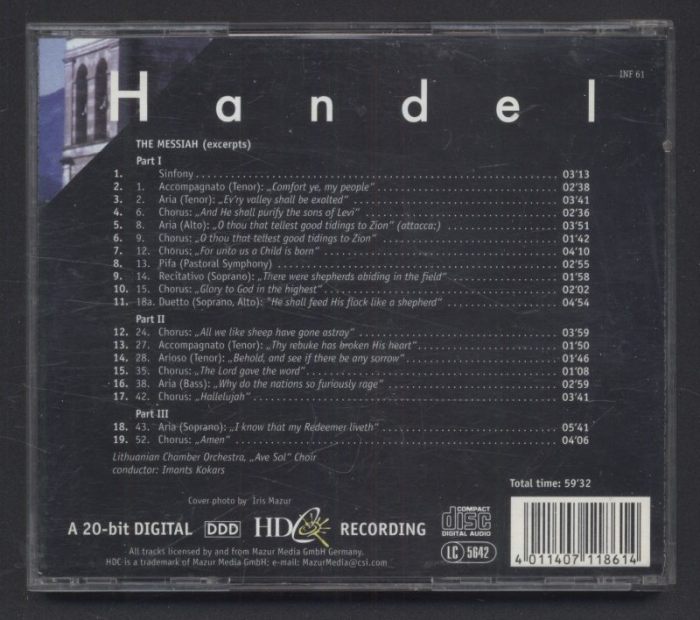 Handel - The Messiah (Excerpts) (CD)