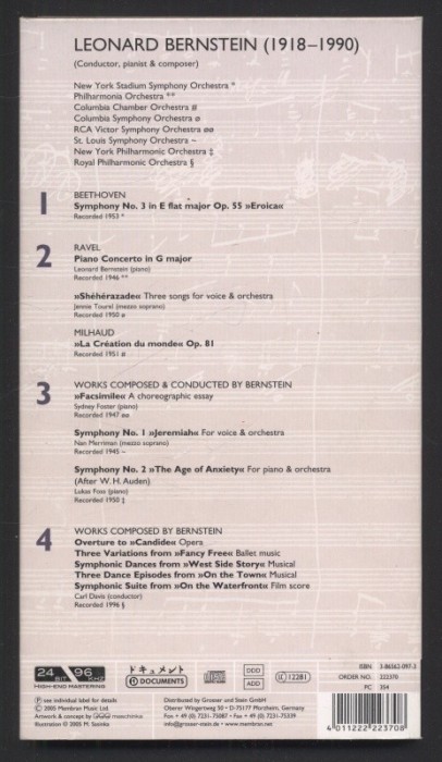 Bernstein / Beethoven, Ravel, Milhaud, Bernstein – Beethoven Ravel Milhaud Bernstein (4CD)