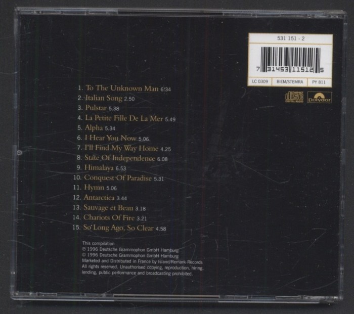 Vangelis - Portraits (So Long Ago, So Clear) (CD)