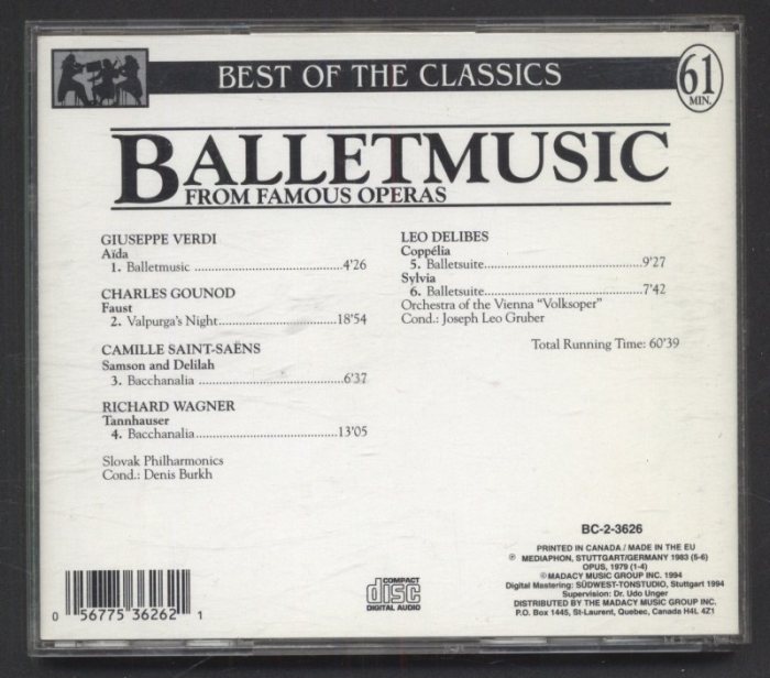Various - Ballet Music From Famous Operas (CD)