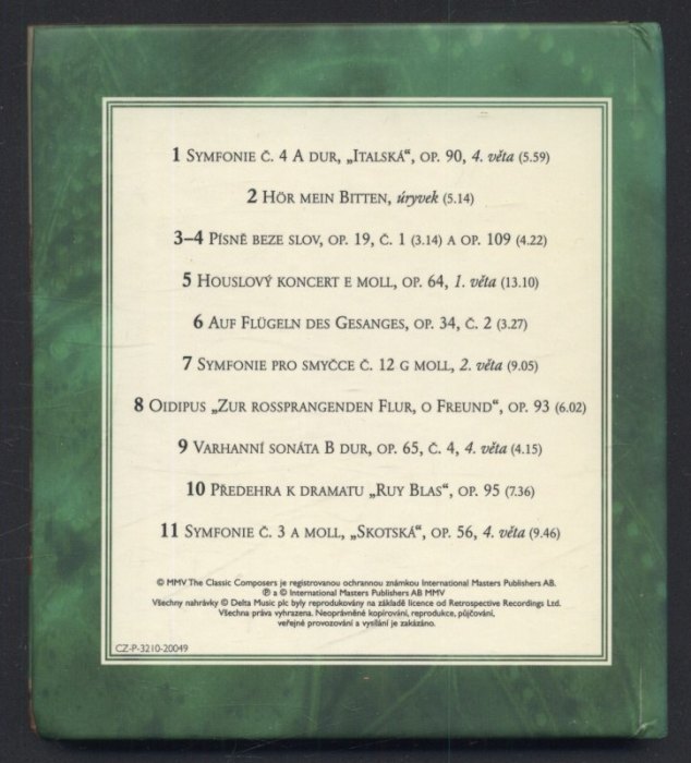 Felix Mendelssohn Bartholdy - Symfonie, smyčce a písně (CD)
