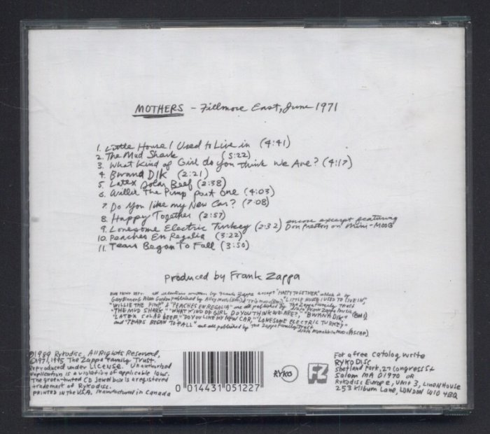 Frank Zappa / The Mothers - Fillmore East - June 1971 (CD)