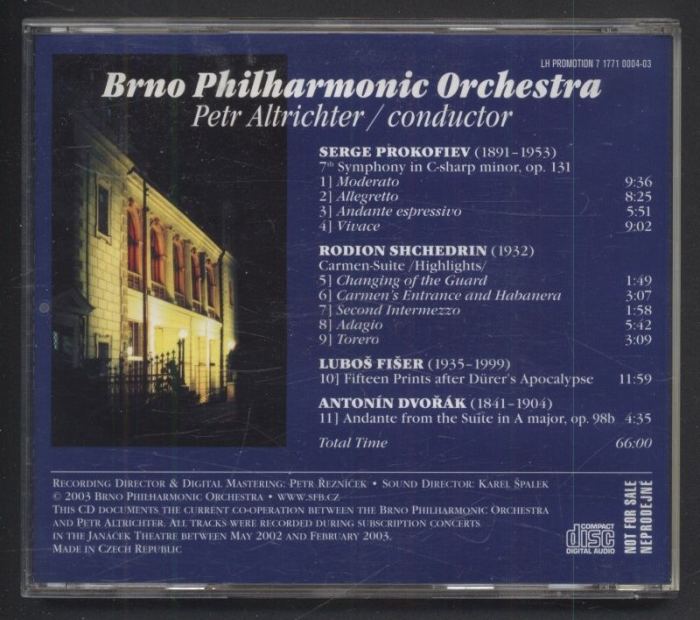 Brno Philharmonic Orchestra, Serge Prokofiev, Rodion Shchedrin, Luboš Fišer, Antonín Dvořák, Petr Altrichter (Conductor - Live Recording (CD)