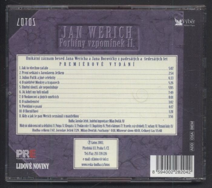 Jan Werich - Forbíny vzpomínek II. (CD)