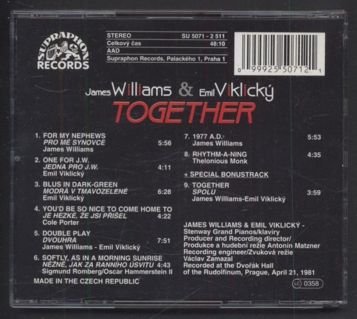 James Williams a Emil Viklický - Together (CD)