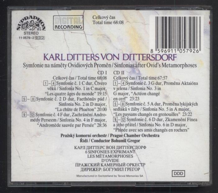 Ditters von Dittersdorf, Prague Chamber Orchestra, Bohumil Gregor - 6 Sinfonies Exprimant - Les Metamorphoses D' Ovide (2CD)