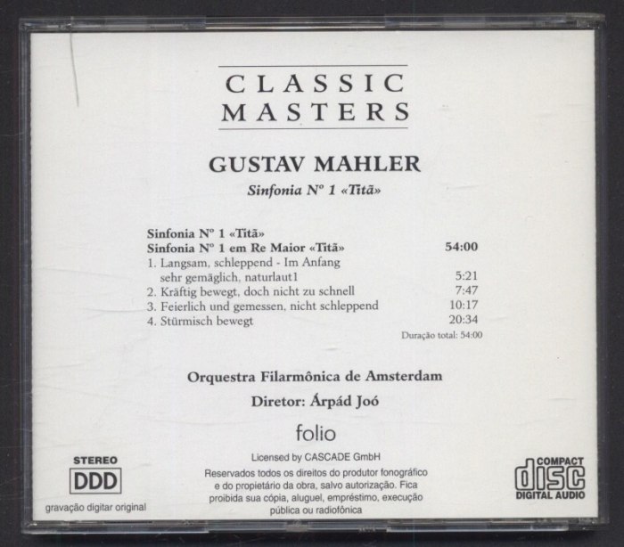 Classic Masters: Gustav Mahler - Sinfonia N. 1 Tita (CD)