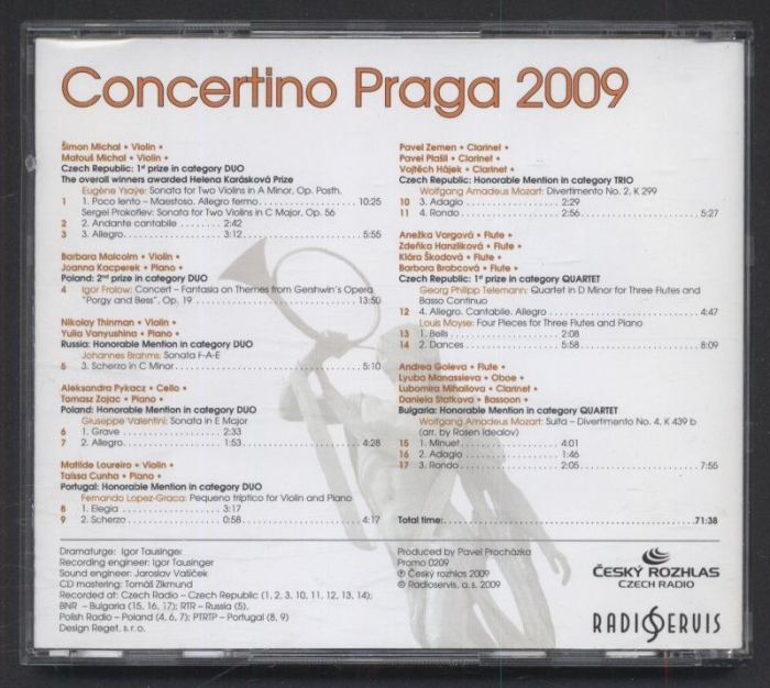 Various - Concertino Praga 2009 - 43. ročník Mezinárodní rozhlasové soutěže mladých hudebníků pořádané Českým rozhlasem pod patronací Evropské vysílací unie (CD)