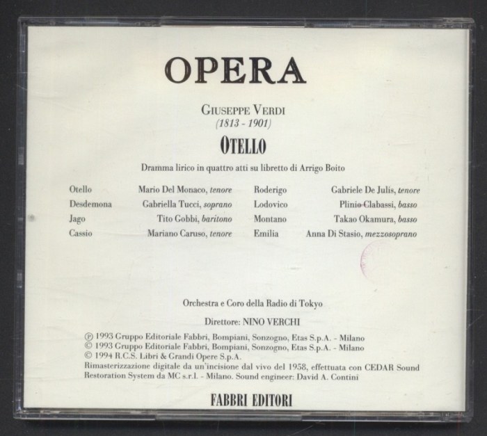 Giuseppe Verdi / Mario Del Monaco, Gabriella Tucci, Tito Gobbi, Mariano Caruso, Gabriele De Julis - Otello (2CD)