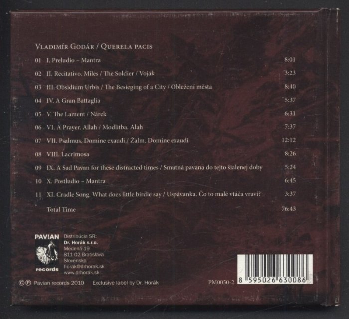 Vladimír Godár - Querela Pacis (CD)
