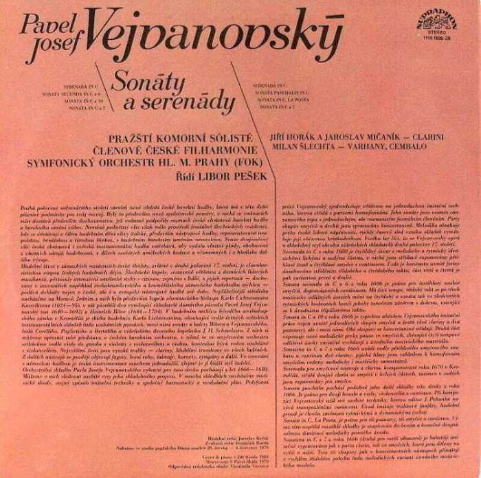 Pavel Josef Vejvanovský - Sonáty a serenády (LP)